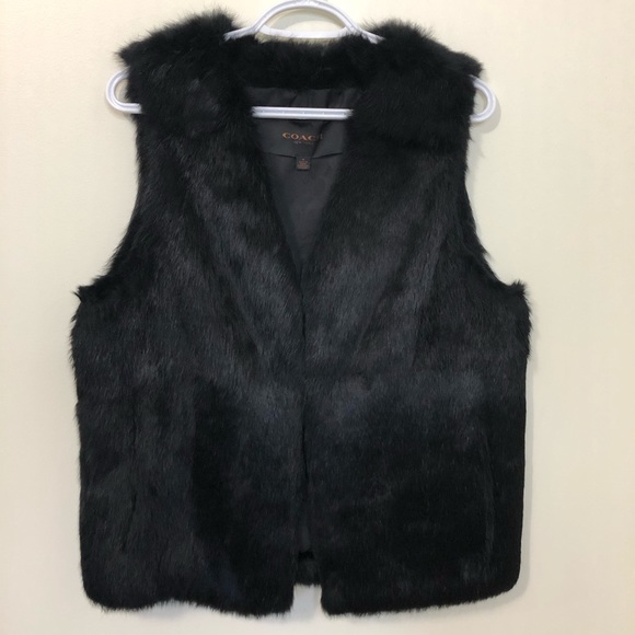 COACH FAUX FUR VEST - Picture 1 of 3